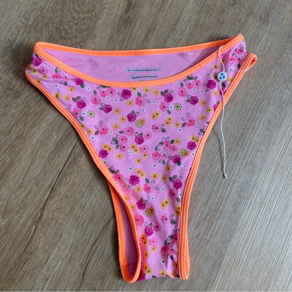Frankie’s Bikinis Laura High Waist Cheeky Bikini Bottom in Queens Bath NEW